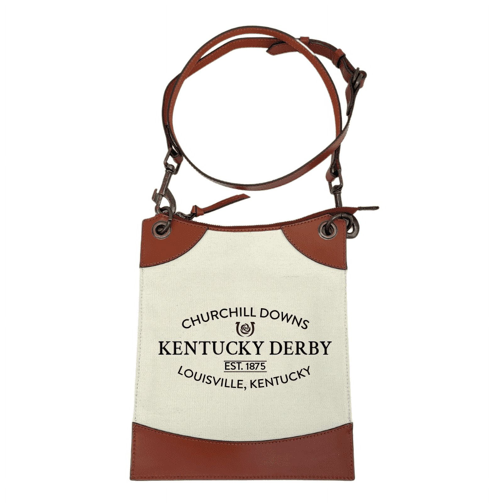 Kentucky Derby Women's Ivory Arch Crossbody Tote Bag Celebrating the 150th Running of the Kentucky Derby