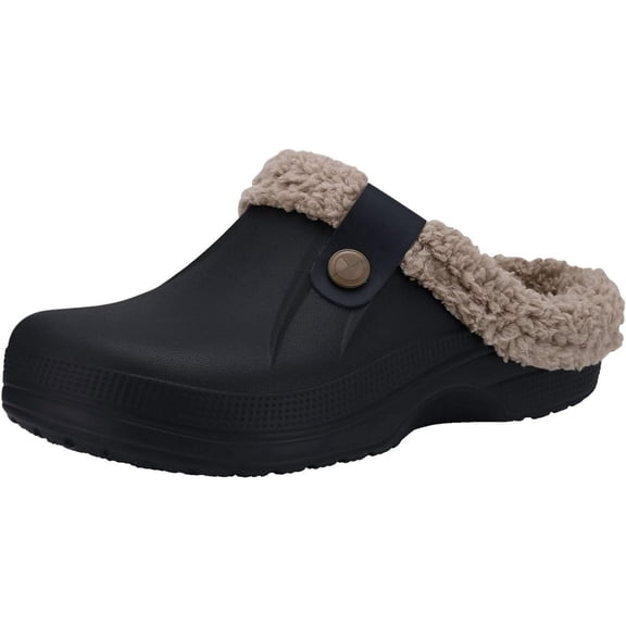 KAQ Classic Fur Lined Clogs Waterproof Winter Fuzzy Slippers for Women Men Indoor and Outdoor