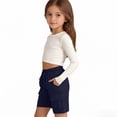 thumbnail image 4 of Grblisyd Girls Cargo Shorts Drawstring High Waisted Wide Leg Solid Color Bermuda Short Casual Hiking Pants with Pockets Kids, 4 of 6