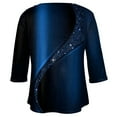 thumbnail image 4 of TQWQT Womens Plus Size Tops 2024 3/4 Length Sleeve Shirts Tie Dye Gradient Blouses V Neck Loose Fitting Clothing with Front Pocket Royal Blue 3XL, 4 of 5