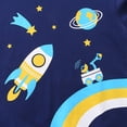 thumbnail image 5 of FINALGANG Boys Kids Casual Long Sleeve Sweatshirt Cartoon Space Rocket Print Crewneck Loose Fit Pullover For Daily Casual Wear Navy 5-6 Years, 5 of 7