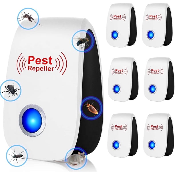 6 piezas Repelente Ultrasónico de Plagas Apto para Niños y Mascotas,Repelente Electrónico Silencioso y Ahorrador de Energía para Interiores,Control de plagas en Hogar,Oficina y Hotel