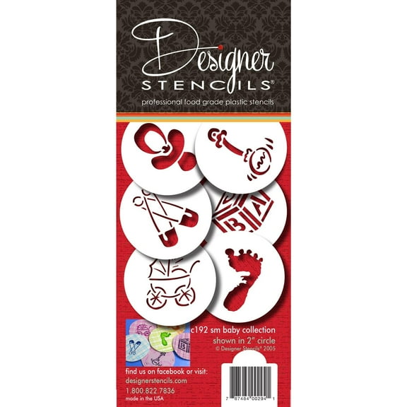 Designer Stencils Baby Candy/Cookie Stencils, Small, Beige/Semi-Transparent