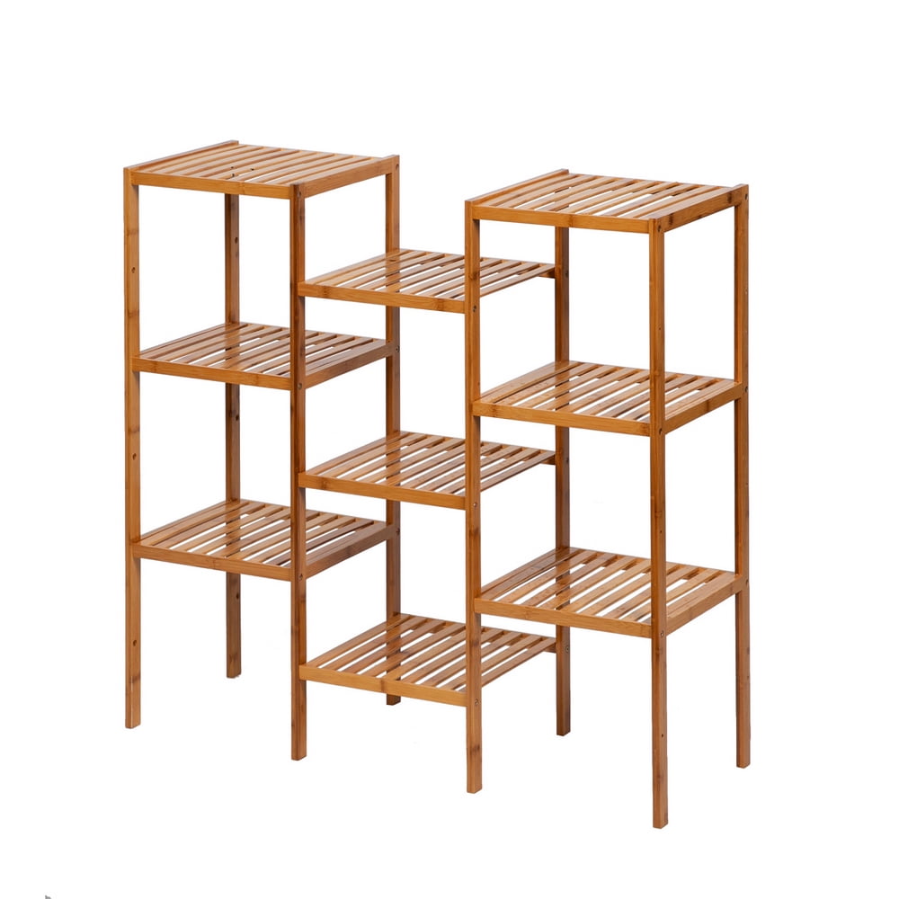 Kepooman Indoor 9-seat Bamboo Plant Racks, Bathroom Racks Can Be Combined Freely for Home, Original Bamboo Color Kepooman Indoor 9-seat Bamboo Plant Racks, Bathroom Racks Can Be Combined Freely for Home, Original Bamboo Color
