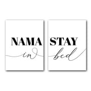 Namastay in Bed, Unframed, 18 x 24 Inches, Set of 2, Posters, Minimalist Art Typography Art, Bedroom Wall Art, Romantic Wall Decor