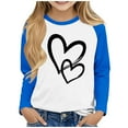 thumbnail image 3 of THDHVS Girls Long Sleeve Shirts,Kids Heart Print Long Sleeve Crewneck Tee Soft Cotton Stretchy for Fashion Casual Layering Blue 5-6 Years, 3 of 6