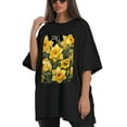 thumbnail image 4 of Plus Size Shirt for Women Black Tops for Women Oversized Short Sleeves Shirt for Women Daffodil3 T Shirt Crewneck Shirt for Women L, 4 of 5