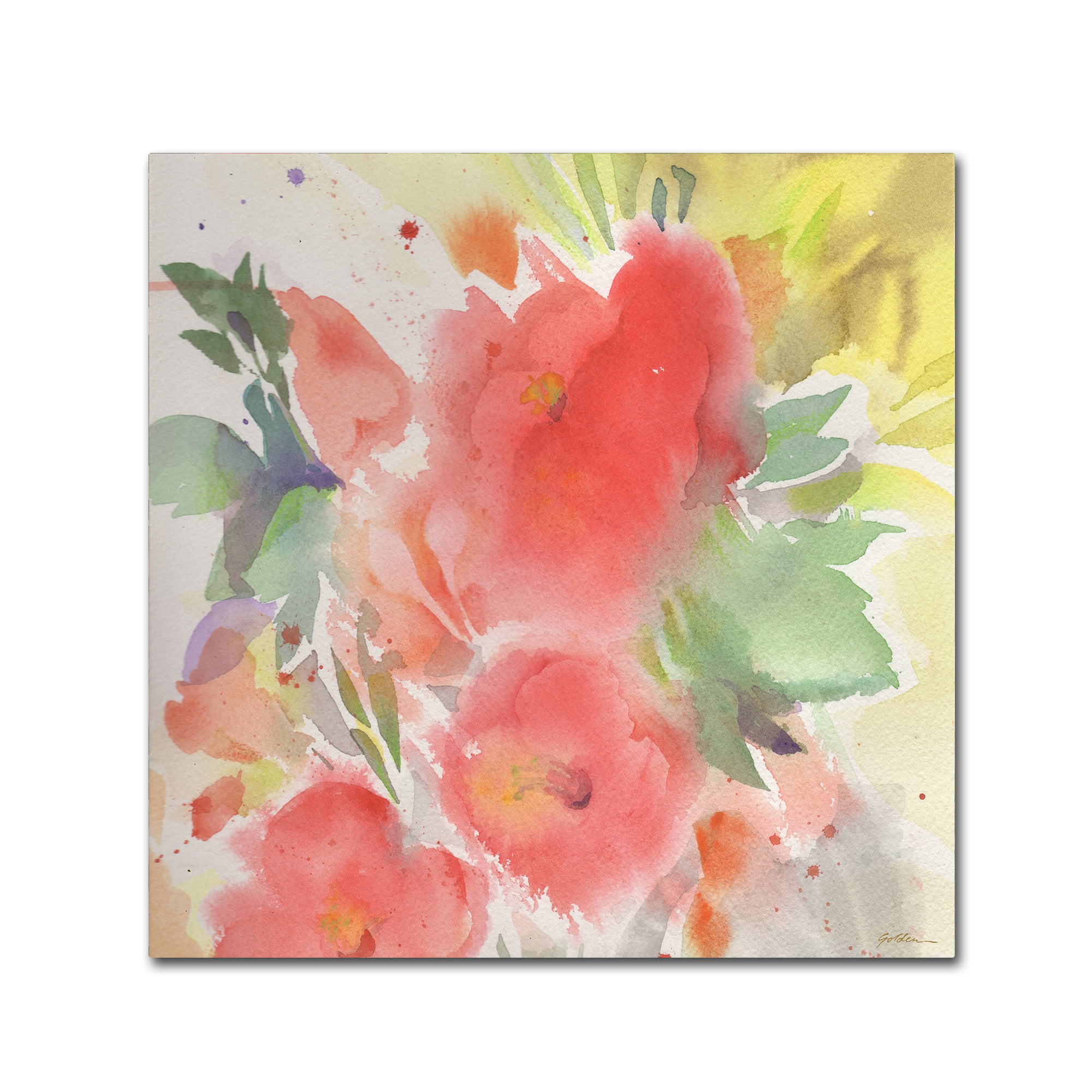 Sheila Golden 'Trio in Red and Coral' Huge Canvas Art 35 x 35
