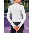 thumbnail image 3 of Womens Seamless Workout Shirts Long Sleeved Crew Neck Sports Tops Side Ruched Shirts, 3 of 6