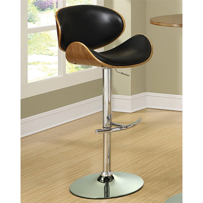 Simple Relax Adjustable Bar Stool With Black Seat and Chrome Base