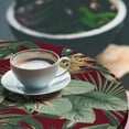 thumbnail image 3 of Ambesonne Tropical Boho Fitted Round Tablecloth, Nature Themed Palms, 36"- 40" Diameter, Maroon Fern Green, 3 of 5
