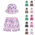 thumbnail image 2 of CCRFTGI Swim Trunks for Child Boys Beach Hawaiian Boy Swim Trunks Vacation Funny Coconut Tree Boys Summer Clothes with Bucket Hat Pink 12-13 Years, 2 of 6