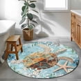 thumbnail image 4 of Round Area Rug 4ft,Marine Ocean Turtle Starfish Washable Carpet Non-Slip Runner Accent Rugs Indoor Floor Mat for Bedroom Living Room Decor,Watercolor Underwater World, 4 of 9