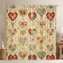 Feelyou Romantic Love Heart Blackout Curtains Set of 2 (52x84 Each), Vintage Rose Floral Window Curtains, Bohemian Western Theme Curtains and Drapes, Curtains and Drapes Decor