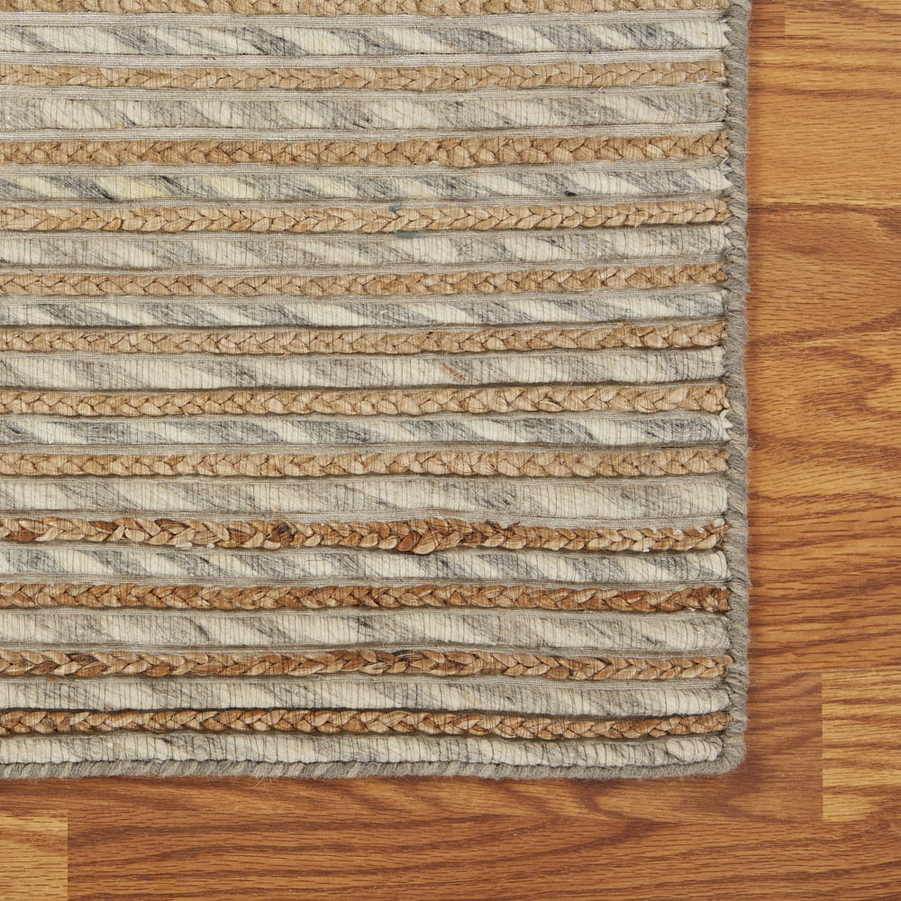 Ox Bay Topanga Braided Jute Silver 5 Feet x 7 Feet 9 Inches Striped Area Rug