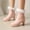 Pink, variant on Women's Fashion Belt Buckle Round Toe Side Zipper Ankle Boots