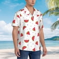 thumbnail image 2 of Wukai Hand Drawn Watermelon Men's Hawaiian Shirt Short Sleeve Casual Button Down Summer Beach Aloha Shirt Tropical Print Holiday Party, 2 of 8
