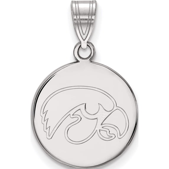 10K White Gold 10Kw University Of Iowa Medium Disc Pendant (22 X 15) Made In United States 1w039uia