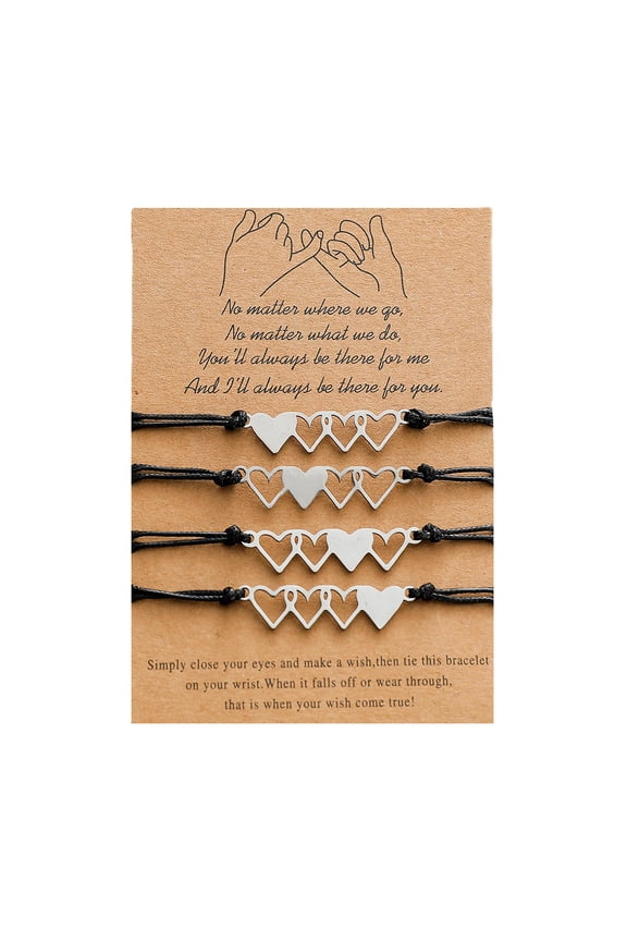 4 Pieces Set Sister Card Braided Bracelet for Family Sister Mom and Daughter