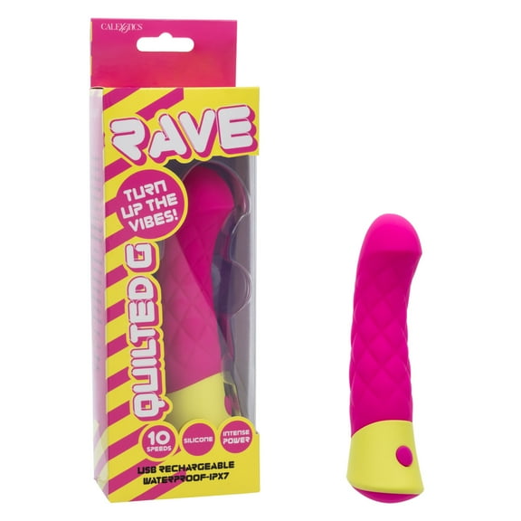 CalExotics Rave Quilted G Rechargeable Silicone G-Spot Vibrator, Pink/Yellow