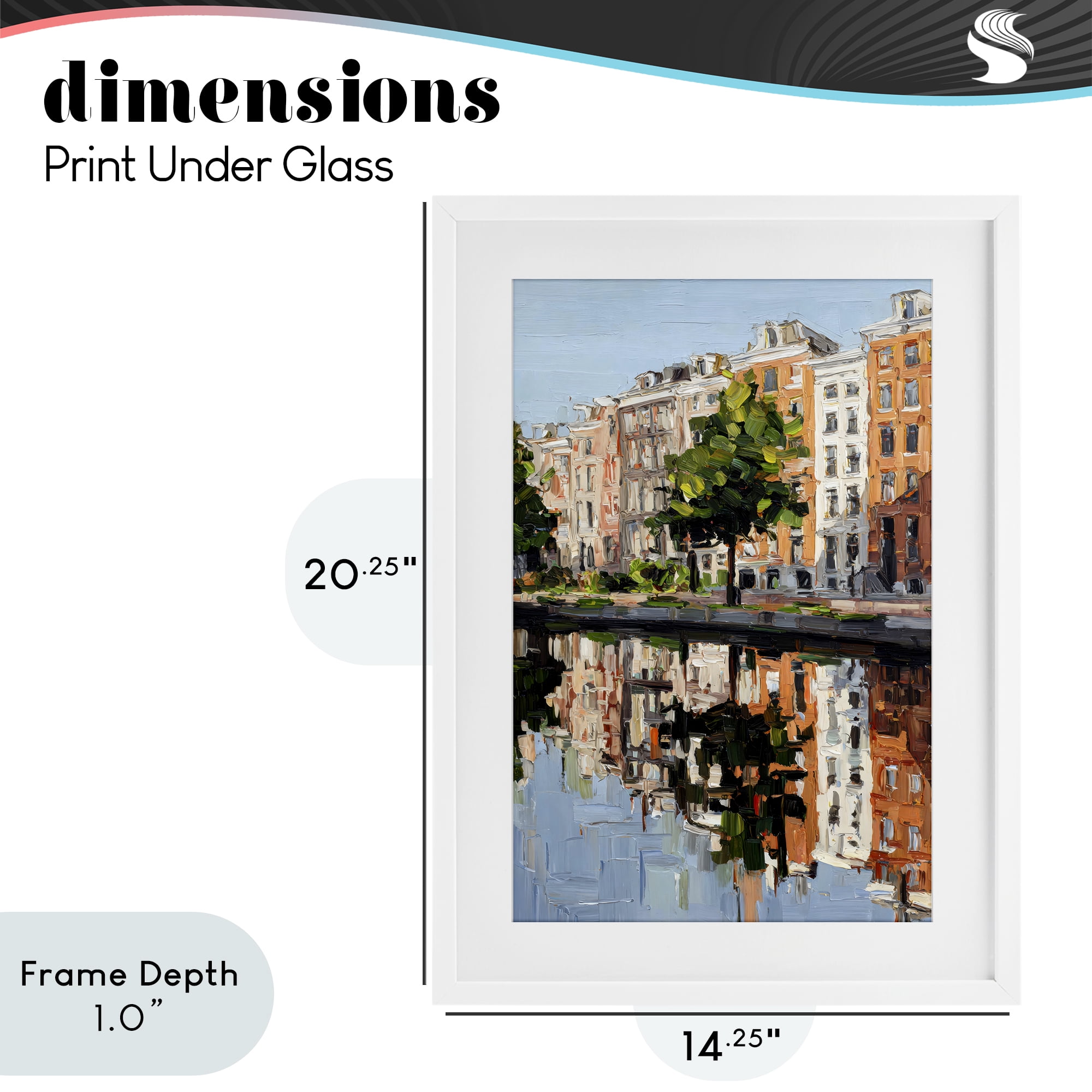 Stupell Industries Waterside Apartments on Canal White Framed Print Under Glass, design by Petal Prints Design