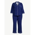 thumbnail image 5 of Joyspun Women’s Cotton Blend Notch Collar Top and Pants Pajama Set, 2-Piece, Sizes S-4X, 5 of 5