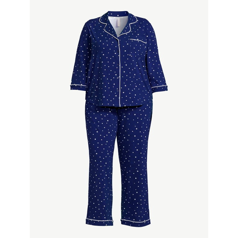 Joyspun Womens Cotton Blend Notch Collar Top and Pants Pajama Set, 2-Piece, Sizes S-4x Joyspun Womens Cotton Blend Notch Collar Top and Pants Pajama Set, 2-Piece, Sizes S-4x