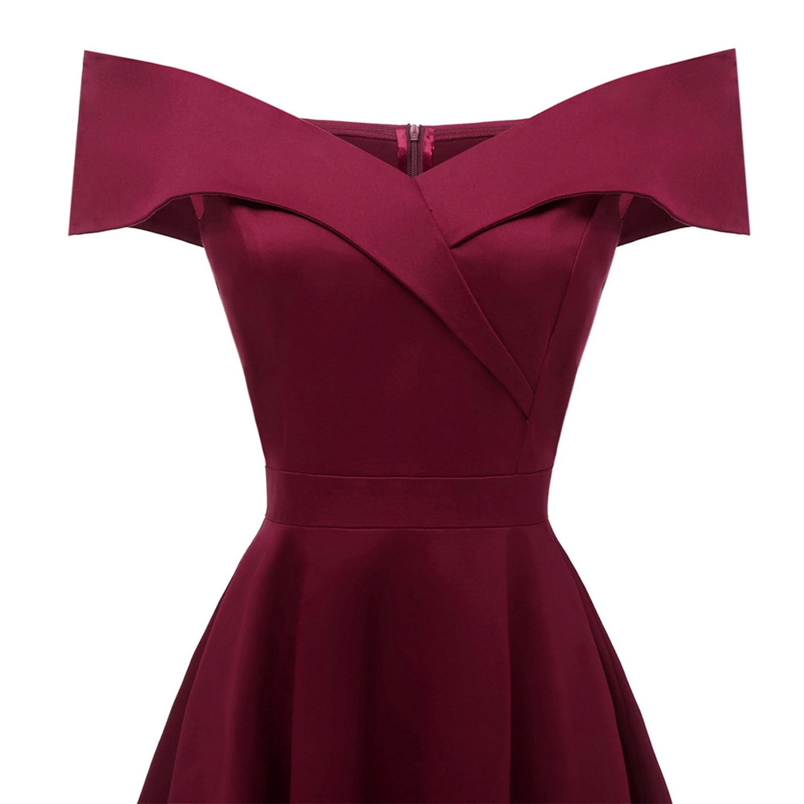 Hvot&aat Elegant Off the Shoulder Cocktail Dress for Women High Waisted A-Line Vintage 1950s Swing Party Midi Dresses