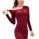 thumbnail image 1 of Jumpingount Conjunto de ropa interior térmica, sin costuras, fino, cómodo, Otoño Invierno, Calzoncillos largos, Tops, ropa interior de oficina, Base, Ropa interior Mujer Rojo Tipo 1 Jumpingount AP013730-11, 1 of 6