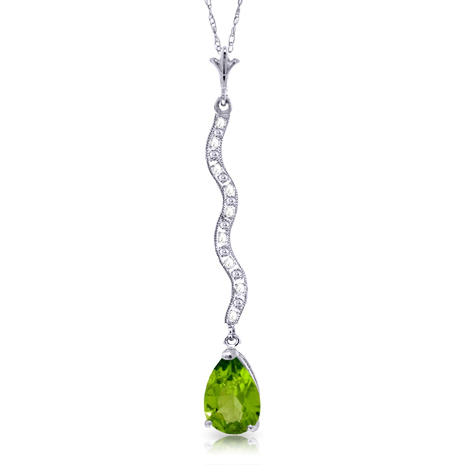 Galaxy Gold 14K Solid Gold 1.79 Carat Natural Diamond Pear Drop Necklace for Women - White Gold Fine Jewelry