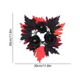 thumbnail image 3 of 12 Inch Halloween Candle Ring Wreath, Artificial Black Rose with Red Maple Leaves, Gothic Fall Mini Wreath for Pillar Candle Tabletop Decoration, 1-Pack, 3 of 6
