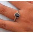 thumbnail image 3 of Jewelerix Black Oval Gemstone Engagement Ring for Women, 14K Vermeil Gold Halo Ring Moissanite Diamond Accents, Vintage Elegant Promise Ring, 3 of 6