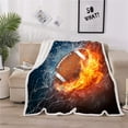 thumbnail image 2 of Football Blanket Soft Cozy Sherpa Water and Fire Sport Throw Blankets Football Gifts for Boys Kids Adult Plush Blanket for Couch Bed Sofa Home Decor(American Football,60"×80"), 2 of 6