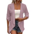 thumbnail image 2 of Women's Lightweight Open Front Cardigan Casual 3/4 Sleeve Knit Sweater for Spring and Summer, Pink, 2 of 5