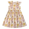 thumbnail image 2 of SGFCWSX Girls Summer Dress Ruffle Sleeve Floral Print Crew Neck Casual Daily Dresses for Kids Yellow Size 5T, 2 of 8