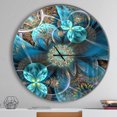 thumbnail image 2 of Designart 'Fractal Blue Flowers ' Modern wall clock, 2 of 6