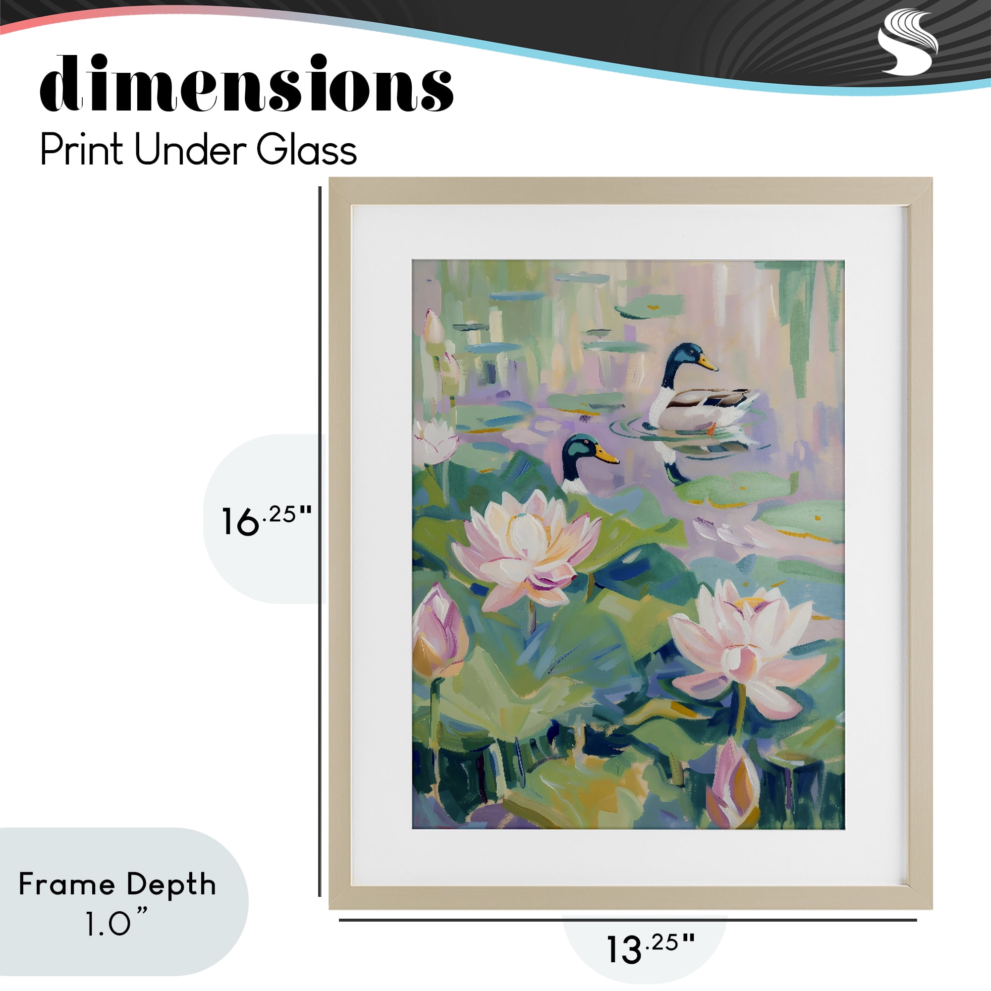 Stupell Industries Duck Pond with Lotus Flowers Birch Framed Print Under Glass, design by The Prints Vibe