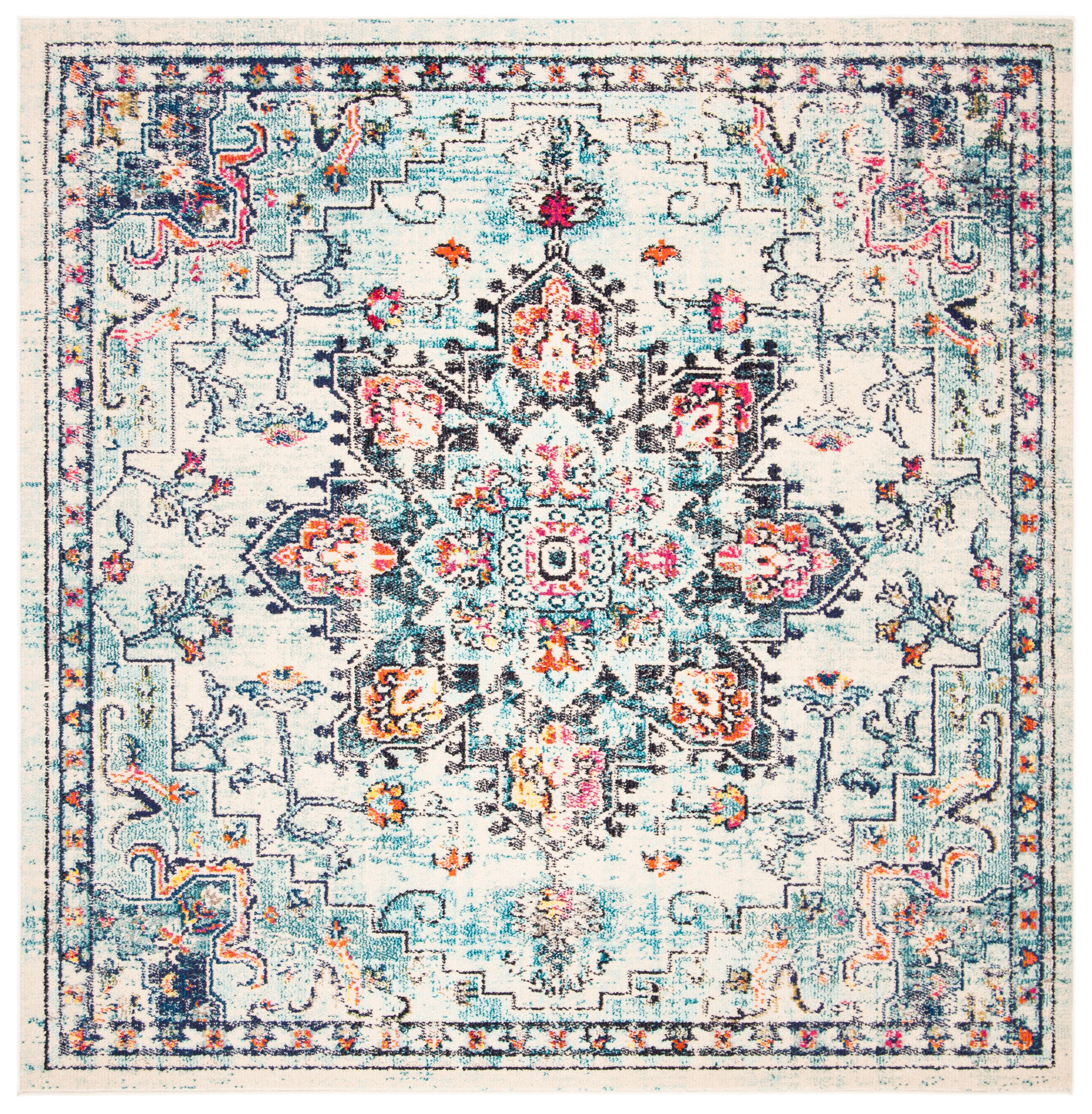 SAFAVIEH Madison Dalia Oriental Area Rug, Cream/Blue, 12' x 12' Square