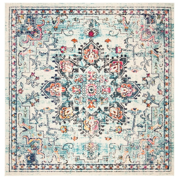 SAFAVIEH Madison Dalia Oriental Area Rug, Cream/Blue, 9' x 9' Square