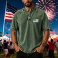 thumbnail image 3 of 4th of July Shirts for Men Raglan Short Sleeve Henley Neck Oversized T-Shirts Patriotic Shirt American Flag Print Tee Shirt, 3 of 5
