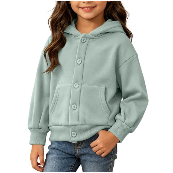 Khunlpohl Kids Hoodies Sweatshirts Button down Solid Color Casual Sweatshirt Long Sleeve Fashion Tops with Pockets