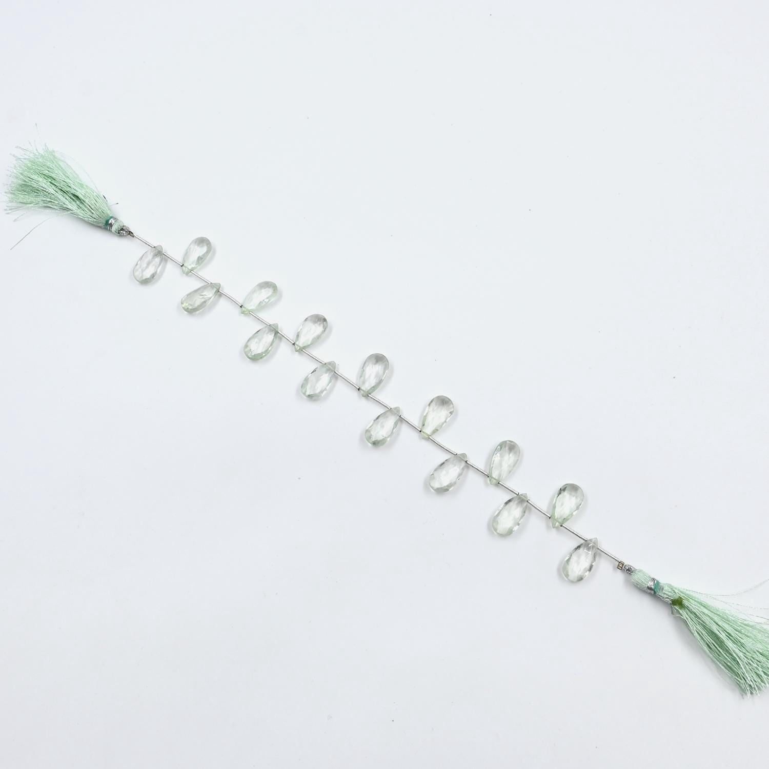 A.B. Gems Green Amethyst Faceted Pear Beads, Green Amethyst Gemstone Beads, DIY Jewelry Making Beads Healing Crystal Beads for Jewelry, Amethyst Beads