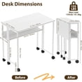 thumbnail image 2 of Folding Desk Small Rolling Desk with Storage Shelf,31.5 Inch Foldable Computer Table for Small Spaces, Space Saving Sofa Table with Wheels for Home Office, Study, Easy Assembly, White, 2 of 8
