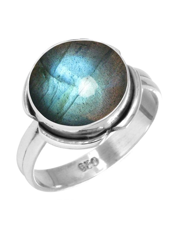 925 Silver Ring For Women - Men Gray Natural Labradorite Stone Silver Ring Size 7 November Birthstone Costume Silver Ring Size 7 Gift For Ladies On Halloween 925 Silver Jewelry With Gemstone