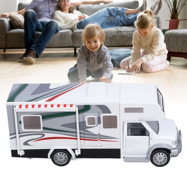 1/32 Kids RV Toy Sound Light Opening Doors Simulation Educational Alloy Motorhome Pull Back Model Car for Children