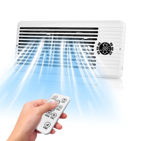 4" x 12" Smart Register Booster Fan - 10-Speed Quiet Vent Fan with Remote Control for Heating & Cooling, Floor/Wall/Ceiling Mount, White