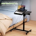 thumbnail image 6 of YEXJ Tilting Overbed Table – Adjustable Mobile Laptop Desk with Wheels, Rolling Presentation Cart & Stand Up Workstation (Black), 6 of 10