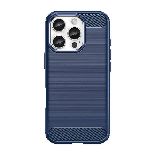 PANDACO Navy Brushed Metal Case for iPhone 16 Pro