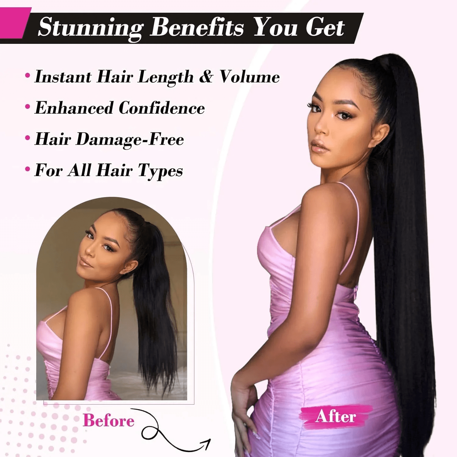 USTAR 30-Inch Straight Wrap-Around Ponytail Natural Black 1B for Black Women 1 Bundle, Human Hair-Like Softness, – Instant Voluminous Locks for Commutes, Parties & Work Deal
