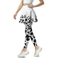 thumbnail image 2 of COEQINE Yoga Skirted Legging for Women Ruffle Pleated High Waist Golf Leggings with Skirts Fit Comfy Soft Tennis Skirts with Leggings Black Floral and Cow Spot Print Skort Pants with Pockets, M, 2 of 7
